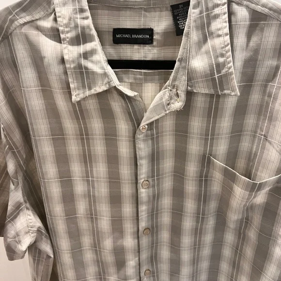 Michael Brandon Beige Plaid Button Down Shirt - Picture 4 of 6